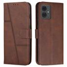 For Motorola Moto G14 Stitching Calf Texture Buckle Leather Phone Case(Brown) - 1