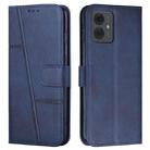 For Motorola Moto G14 Stitching Calf Texture Buckle Leather Phone Case(Blue) - 1