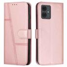 For Motorola Moto G14 Stitching Calf Texture Buckle Leather Phone Case(Rose Gold) - 1