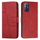 For Motorola Moto G Play 5G 2024 Stitching Calf Texture Buckle Leather Phone Case(Red) - 1