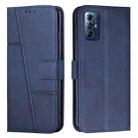 For Motorola Moto G Play 5G 2024 Stitching Calf Texture Buckle Leather Phone Case(Blue) - 1