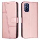 For Motorola Moto G Play 5G 2024 Stitching Calf Texture Buckle Leather Phone Case(Rose Gold) - 1