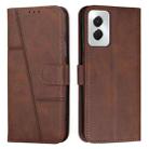 For Motorola Moto G Power 2024 Stitching Calf Texture Buckle Leather Phone Case(Brown) - 1