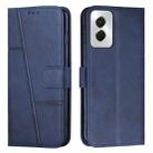 For Motorola Moto G Power 2024 Stitching Calf Texture Buckle Leather Phone Case(Blue) - 1