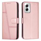 For Motorola Moto G Power 2024 Stitching Calf Texture Buckle Leather Phone Case(Rose Gold) - 1