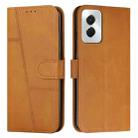 For Motorola Moto G Power 2024 Stitching Calf Texture Buckle Leather Phone Case(Yellow) - 1