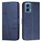 For Motorola Moto G Play 5G 2024/G 5G 2024 Stitching Calf Texture Buckle Leather Phone Case(Blue) - 1