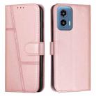 For Motorola Moto G Play 5G 2024/G 5G 2024 Stitching Calf Texture Buckle Leather Phone Case(Rose Gold) - 1