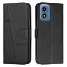 For Motorola Moto G04/G24 Stitching Calf Texture Buckle Leather Phone Case(Black) - 1