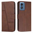 For Motorola Moto G04/G24 Stitching Calf Texture Buckle Leather Phone Case(Brown) - 1