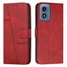 For Motorola Moto G04/G24 Stitching Calf Texture Buckle Leather Phone Case(Red) - 1
