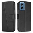 For Motorola Moto G34 5G Stitching Calf Texture Buckle Leather Phone Case(Black) - 1