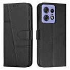 For Motorola Edge 50 Pro Stitching Calf Texture Buckle Leather Phone Case(Black) - 1