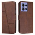 For Motorola Edge 50 Pro Stitching Calf Texture Buckle Leather Phone Case(Brown) - 1