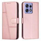 For Motorola Edge 50 Pro Stitching Calf Texture Buckle Leather Phone Case(Rose Gold) - 1