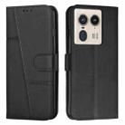 For Motorola Edge 50 Ultra Stitching Calf Texture Buckle Leather Phone Case(Black) - 1