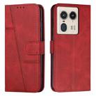 For Motorola Edge 50 Ultra Stitching Calf Texture Buckle Leather Phone Case(Red) - 1