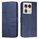 For Motorola Edge 50 Ultra Stitching Calf Texture Buckle Leather Phone Case(Blue) - 1