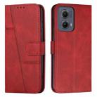 For Motorola Edge 2024 Stitching Calf Texture Buckle Leather Phone Case(Red) - 1
