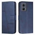 For Motorola Edge 2024 Stitching Calf Texture Buckle Leather Phone Case(Blue) - 1