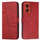 For Motorola Moto G Stylus 5G 2024 Stitching Calf Texture Buckle Leather Phone Case(Red) - 1