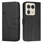 For Motorola Moto X50 Ultra Stitching Calf Texture Buckle Leather Phone Case(Black) - 1