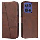 For Motorola Moto G Stylus 5G 2025 Stitching Calf Texture Buckle Leather Phone Case(Brown) - 1