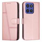 For Motorola Moto G Stylus 5G 2025 Stitching Calf Texture Buckle Leather Phone Case(Rose Gold) - 1