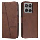 For Motorola Edge 60 Pro Stitching Calf Texture Buckle Leather Phone Case(Brown) - 1
