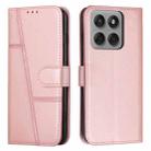 For Motorola Edge 60 Pro Stitching Calf Texture Buckle Leather Phone Case(Rose Gold) - 1