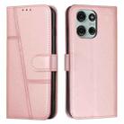 For Motorola Moto G86 5G Stitching Calf Texture Buckle Leather Phone Case(Rose Gold) - 1