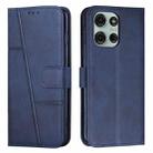 For Motorola Moto G56 5G Stitching Calf Texture Buckle Leather Phone Case(Blue) - 1