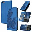 For iPhone 6 / 7 / 8 / SE 2020 Datura Flower Embossed Flip Leather Phone Case(Blue) - 1