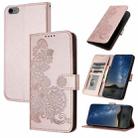 For iPhone 6 / 7 / 8 / SE 2020 Datura Flower Embossed Flip Leather Phone Case(Rose Gold) - 1
