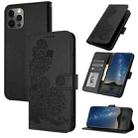 For iPhone 12 Pro Max Datura Flower Embossed Flip Leather Phone Case(Black) - 1