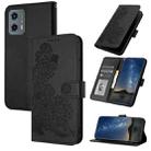 For Motorola Moto G 5G 2023 Datura Flower Embossed Flip Leather Phone Case(Black) - 1