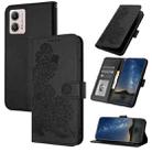 For Motorola Moto G53 Datura Flower Embossed Flip Leather Phone Case(Black) - 1