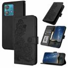 For Motorola Edge 40 Neo 5G Datura Flower Embossed Flip Leather Phone Case(Black) - 1