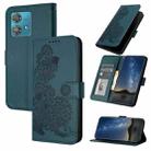 For Motorola Edge 40 Neo 5G Datura Flower Embossed Flip Leather Phone Case(Dark Green) - 1