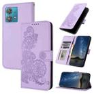 For Motorola Edge 40 Neo 5G Datura Flower Embossed Flip Leather Phone Case(Purple) - 1