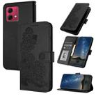 For Motorola Moto G84 5G Datura Flower Embossed Flip Leather Phone Case(Black) - 1