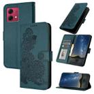 For Motorola Moto G84 5G Datura Flower Embossed Flip Leather Phone Case(Dark Green) - 1