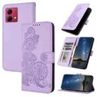 For Motorola Moto G84 5G Datura Flower Embossed Flip Leather Phone Case(Purple) - 1