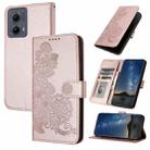 For Motorola Edge 5G 2024 Datura Flower Embossed Flip Leather Phone Case(Rose Gold) - 1