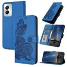 For Motorola Moto G Power 5G 2024 Datura Flower Embossed Flip Leather Phone Case(Blue) - 1