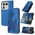 For Motorola Moto X50 Ultra Datura Flower Embossed Flip Leather Phone Case(Blue) - 1