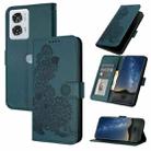 For Motorola Edge 50 Fusion Datura Flower Embossed Flip Leather Phone Case(Dark Green) - 1