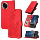 For Realme 11 5G Datura Flower Embossed Flip Leather Phone Case(Red) - 1