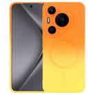 For Huawei Pura 70 Pro Liquid TPU Silicone Gradient MagSafe Phone Case(Orange Yellow) - 1