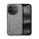 For vivo iQOO 12 Skin Feel Magnetic Leather Back Phone Case(Light Grey) - 1